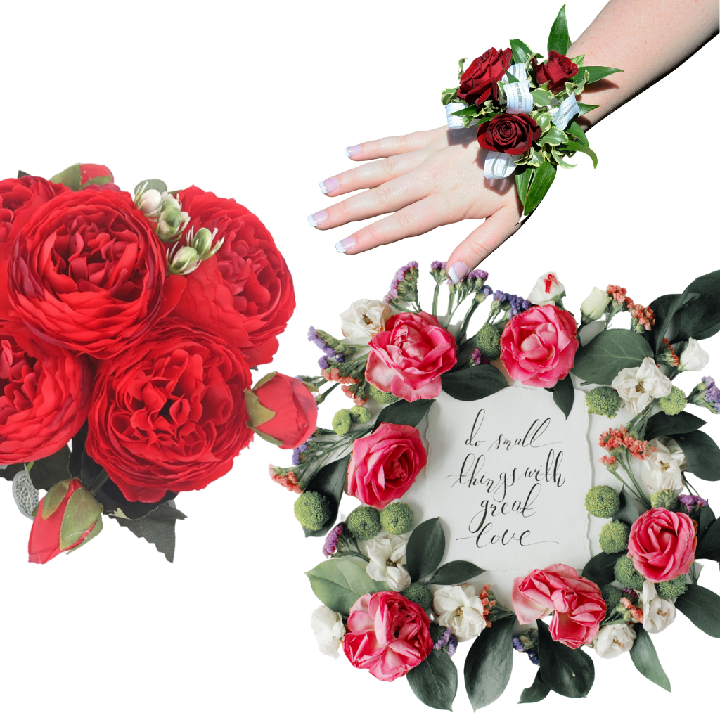 Artificial Silk Peony and Roses Flower Bouquet