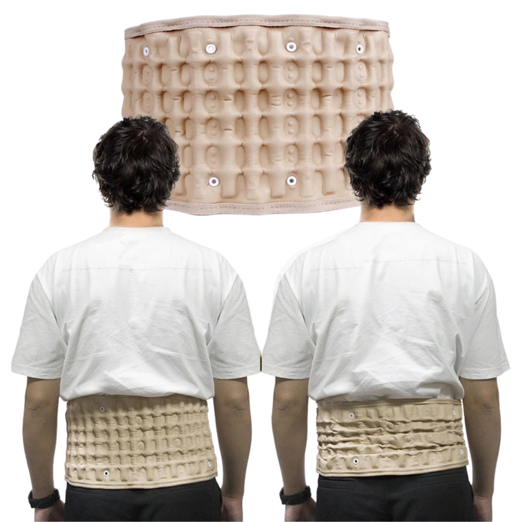 Inflatable decompression lumbar support belt